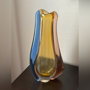 Vtg Bohemian Art Glass Vase
Large pink Czechoslovakia
Machovska Romana vase 60s